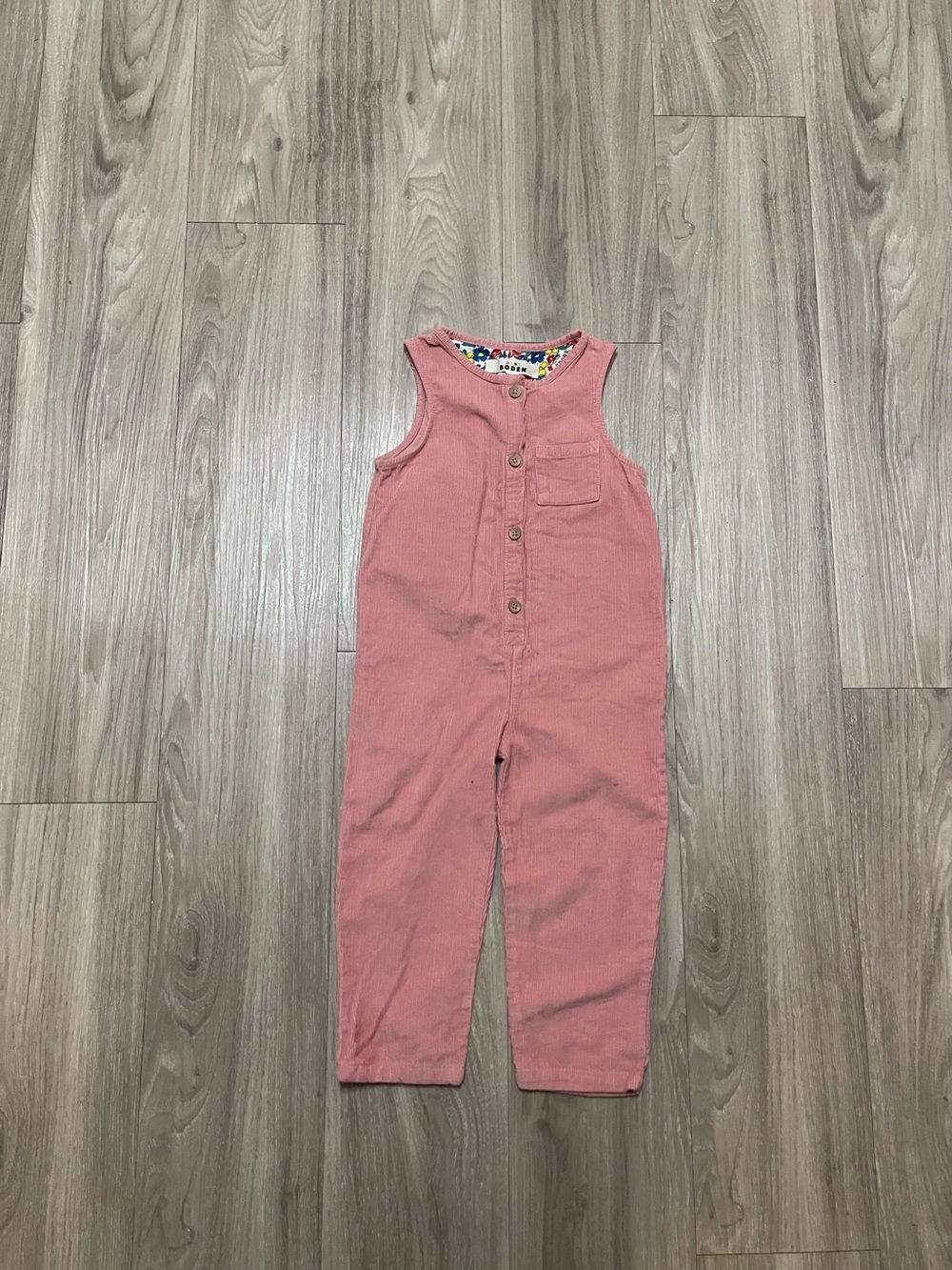 Mini Boden Dusty Pink Corduroy Button-Front Overalls